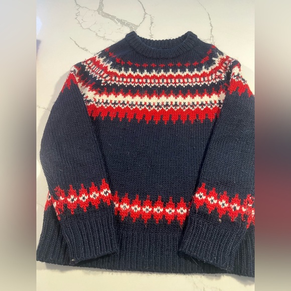 J.Crew Wool blend navy and red fair isle holiday Nordic sweater size XS - Picture 4 of 8